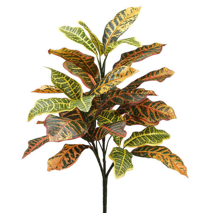 34" Tropical Silk Croton Plant With 40 Leaves -Green/Variegated (pack of 6) - PPH311-GR/VG
