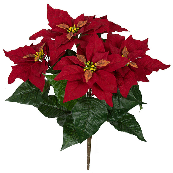 20" IFR Artificial Poinsettia Flower Bush -Red (Pack of 6) - PR160760