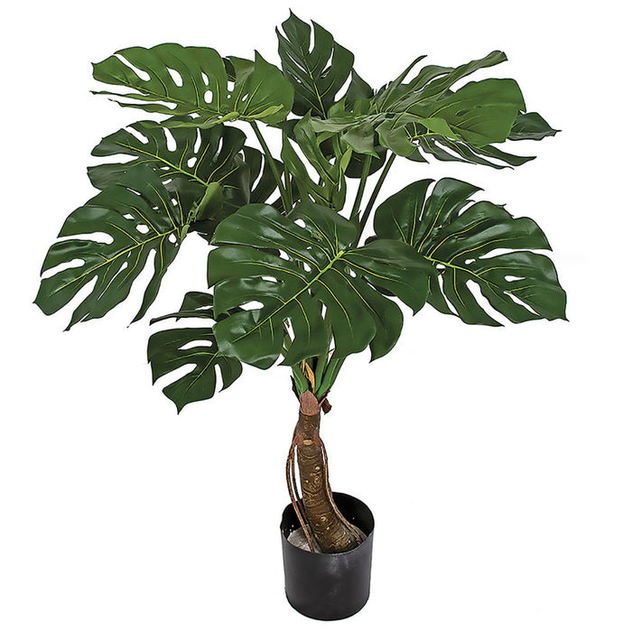 philodendron fake plant IFR Split Philodendron Monstera Leaf Artificial Plant w/Pot -Green — Silks Are Forever
