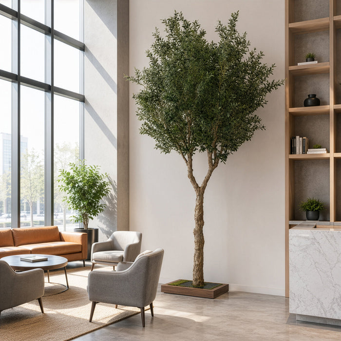 12' IFR Artificial Olive Tree & Berries w/Base -Green - PR210520