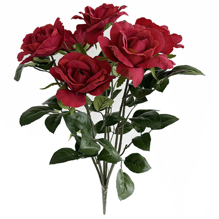 21" IFR Artificial Rose Flower Bush -Red (Pack of 6) - PR-250010