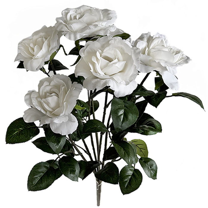 21" IFR Artificial Rose Flower Bush -White (Pack of 6) - PR-250012
