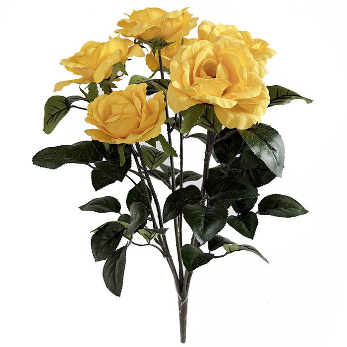21" IFR Artificial Rose Flower Bush -Yellow (Pack of 6) - PR-250014