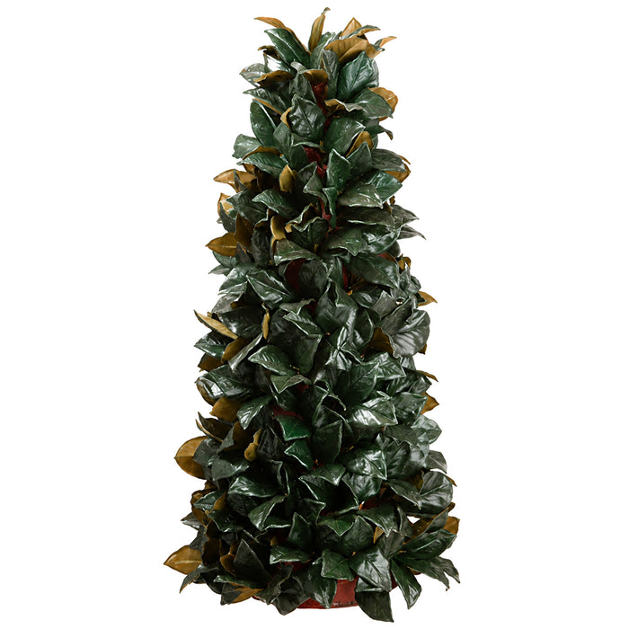 4' Magnolia Leaf Cone-Shaped Artificial Topiary -Green (Pack of 2) - PRM804-GR