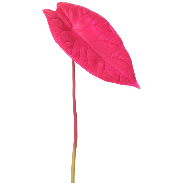21" Silk Alocasia Leaf Stem -Pink (Pack of 12) - PSA110-PK