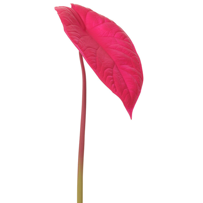 31" Silk Alocasia Leaf Stem -Pink (pack of 12) - PSA111-PK