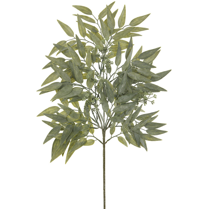28" Silk Asian Bayberry Leaf Stem -Green/Gray (Pack of 12) - PSB191-GR/GY