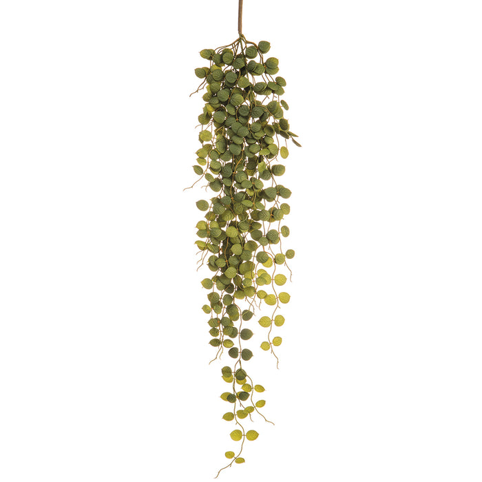 38" Hanging Silk Button Leaf Stem -Green (pack of 12) - PSB250-GR