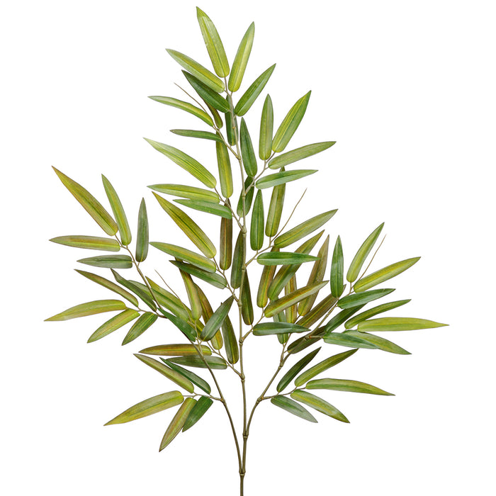 28.5" Silk Bamboo Leaf Stem -Green/Brown (pack of 12) - PSB285-GR/BR