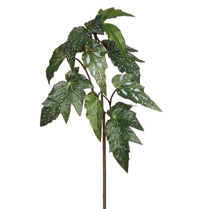 33" Silk Begonia Leaf Stem -Green (pack of 12) - PSB333-GR