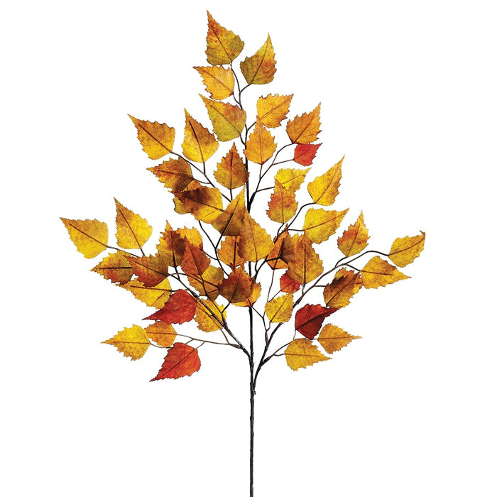 26" Silk Birch Leaf Stem -Mustard/Green (pack of 12) - PSB506-MD/GR