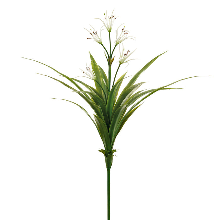 48" Crinum Asiaticum Poison Bulb Artificial Plant Flower Bush -White/Green (Pack of 3) - PSC029-GR/WH