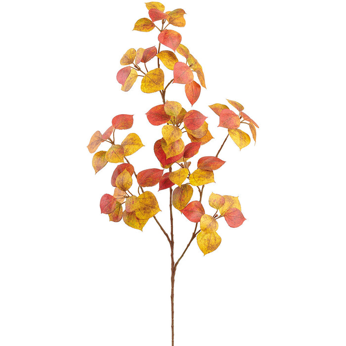 26" Cotinus Leaf Silk Stem -Flame/Green (Pack of 12) - PSC340-FL/GR