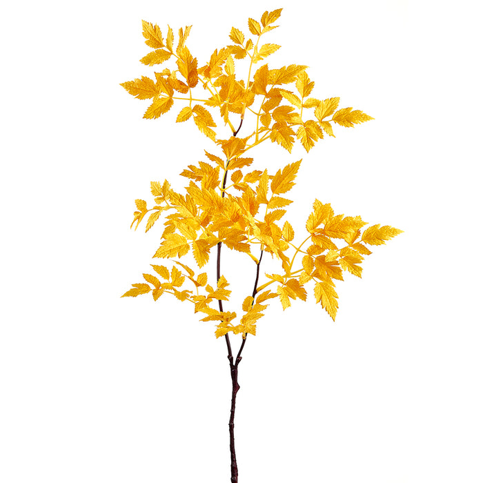 31" Silk Cimicifuga Ramosa Leaf Stem -Yellow/Mustard (pack of 12) - PSC622-YE/MD