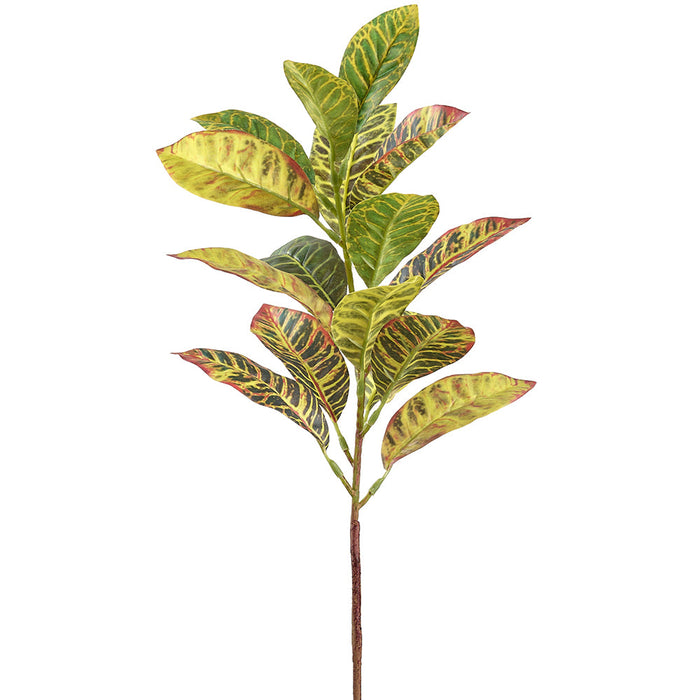 24" Croton Leaf Silk Stem -Green/Red (Pack of 12) - PSC704-GR/RE