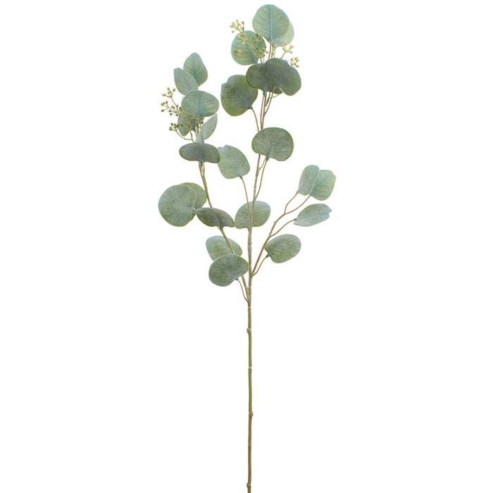 28" Seeded Eucalyptus Leaf Silk Stem -Green/White (Pack of 12) - PSE006-GR/WH