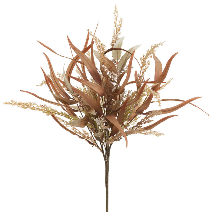 24" Eucalyptus Leaf & Pampas Grass Artificial Stem -Brown/Green (Pack of 6) - PSE146-BR/GR