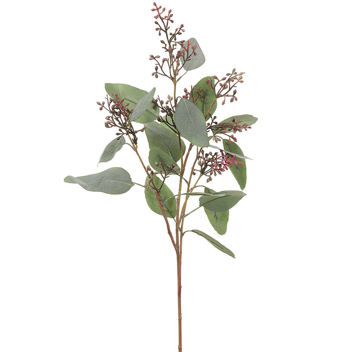38" Seeded Eucalyptus Leaf Silk Stem -Burgundy/Green (pack of 12) - PSE158-BU/GR