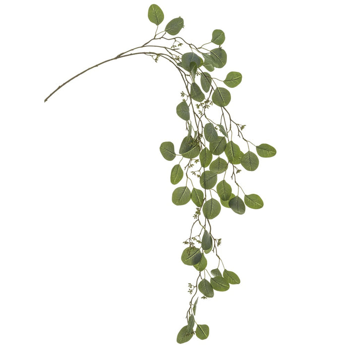 46" Hanging Seeded Silk Eucalyptus Leaf Stem -Green/Gray (pack of 12) - PSE594-GR/GY