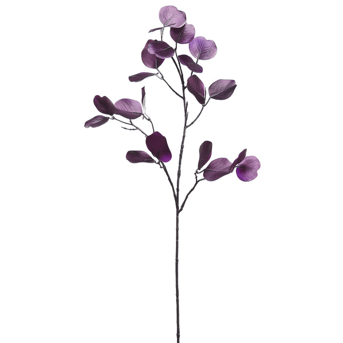 33" Metallic Artificial Eucalyptus Leaf Stem -Purple (Pack of 12) - PSE761-PU