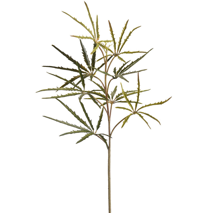28" Fatsia Leaf Artificial Stem -Green (Pack of 12) - PSF016-GR