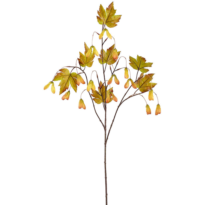 40" Maple Leaf & Seed Silk Stem -Orange/Green (Pack of 12) - PSF024-OR/GR