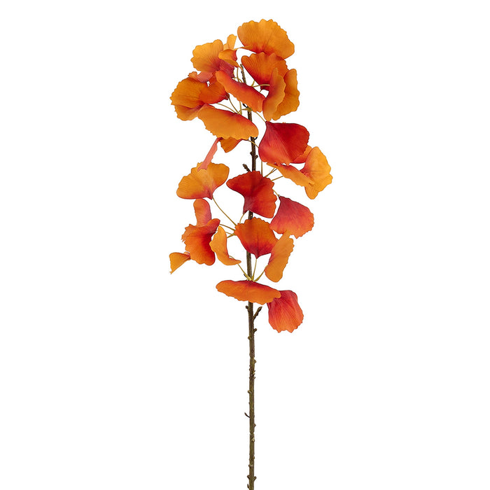 25" Artificial Ginkgo Leaf Stem -Brown/Mustard (Pack of 12) - PSG833-BR/MD