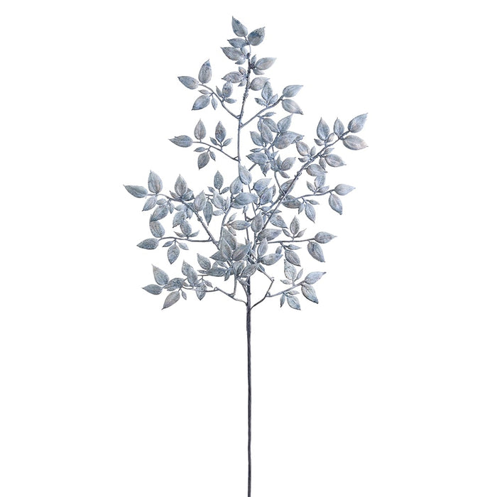 32" Silk Mini Leaf Branch Stem -Blue (pack of 12) - PSL168-BL