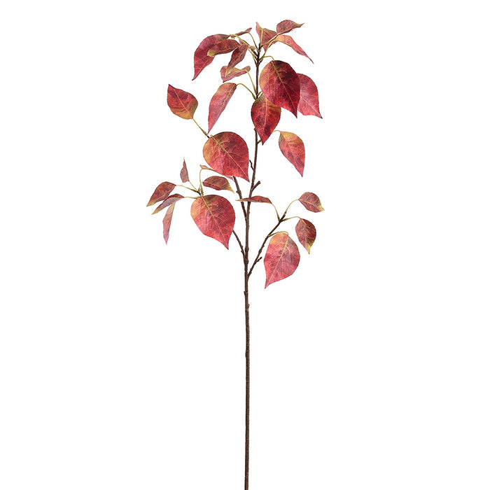 28" Artificial Kamala Mallotus Leaf Branch Stem -Burgundy/Green (Pack of 12) - PSL311-GR/BU