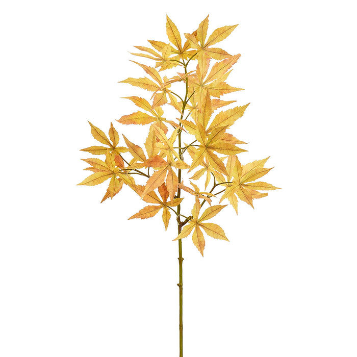 27" Artificial Japanese Maple Leaf Stem -Mustard/Brown (Pack of 12) - PSM008-MD/BR