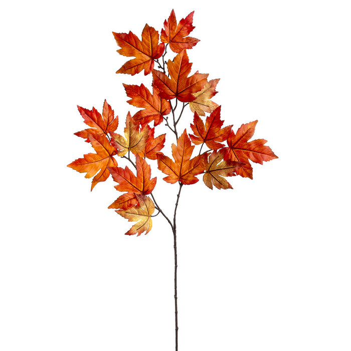 36" Silk Maple Leaf Stem -Orange (pack of 12) - PSM011-OR