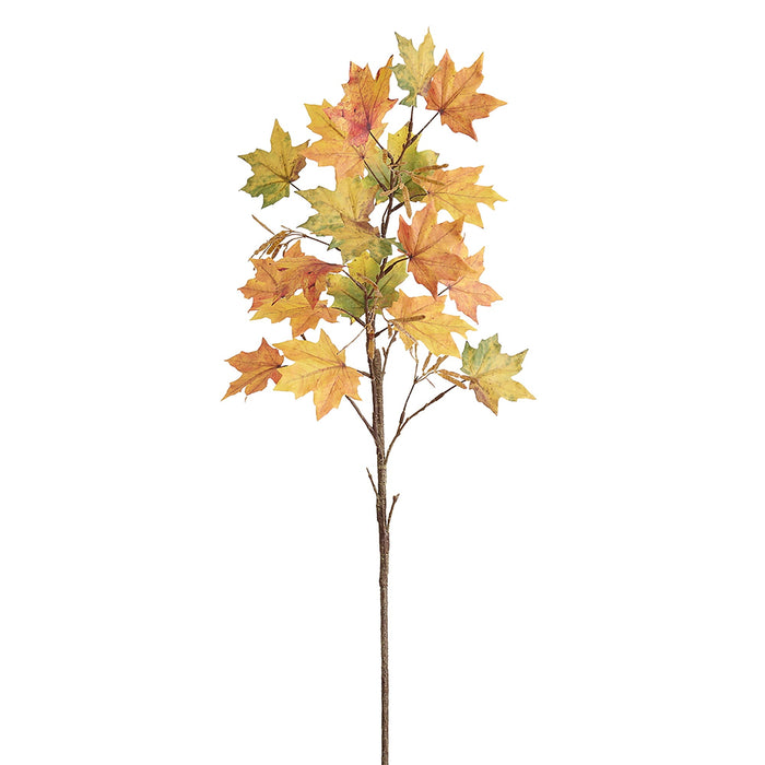36" Artificial Maple Leaf Stem -Yellow/Green (Pack of 12) - PSM044-YE/GR