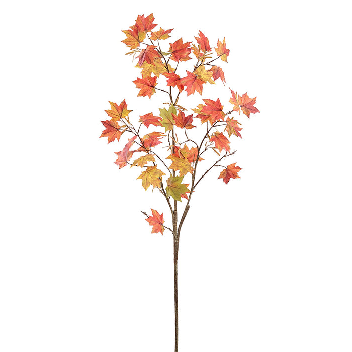 62" Artificial Maple Leaf Stem -Orange/Green (Pack of 6) - PSM047-OR/GR