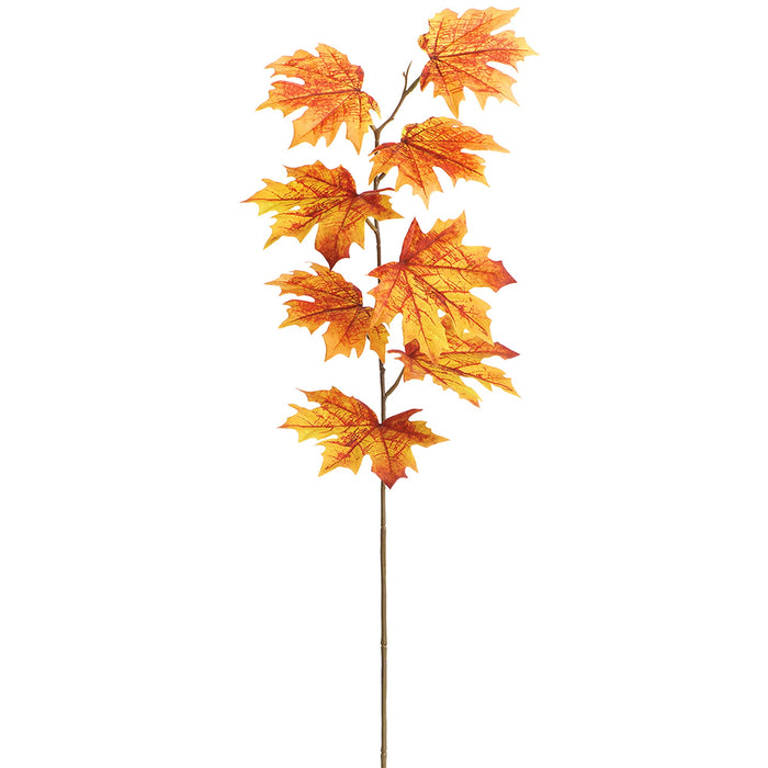 31" Artificial Maple Leaf Stem -Flame/Yellow (Pack of 12) - PSM053-FL/YE