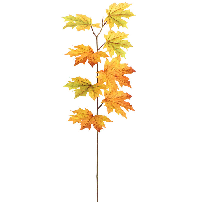 31" Artificial Maple Leaf Stem -Mustard/Green (Pack of 12) - PSM053-MD/GR