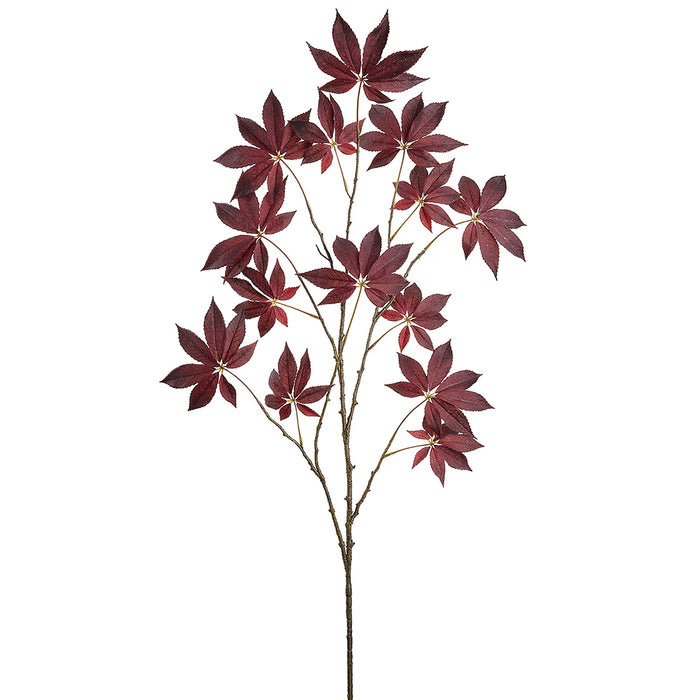 47.5" Artificial Japanese Maple Leaf Stem -Burgundy (Pack of 12) - PSM055-BU