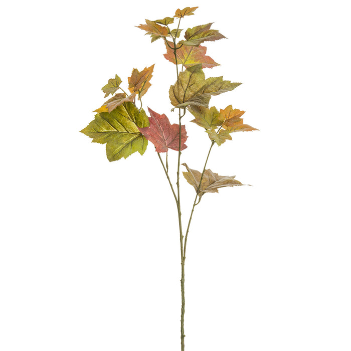 35" Silk Maple Leaf Stem -Orange/Green (pack of 12) - PSM068-OR/GR