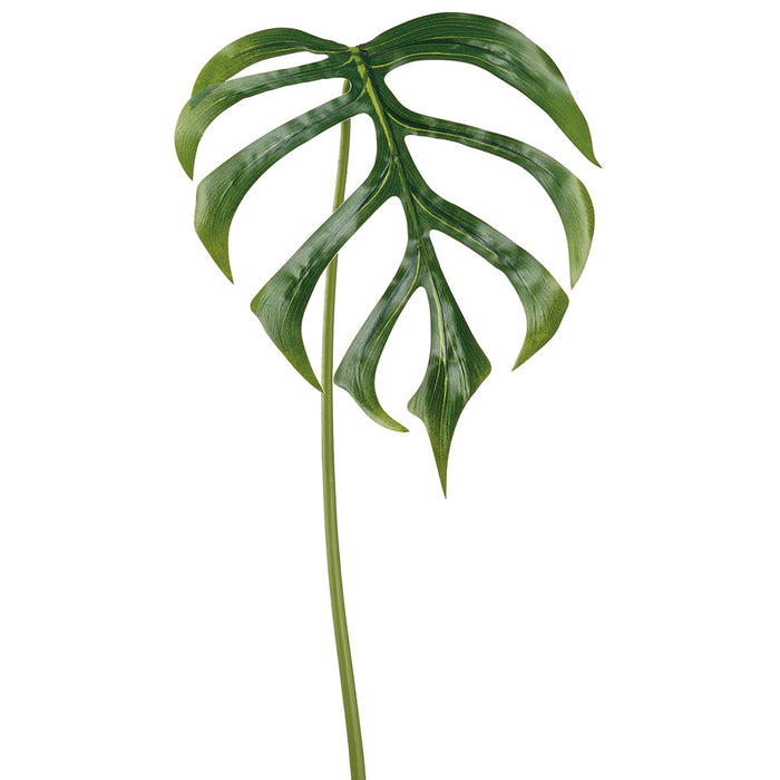 35.5" Monstera Dilacerata Split Philodendron Leaf Silk Stem -Green (Pack of 12) - PSM193-GR