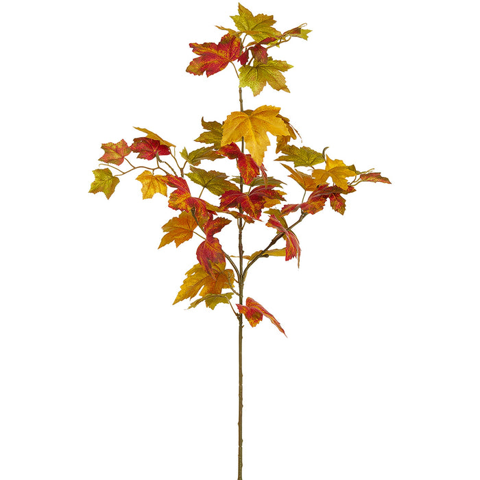 32" Artificial Maple Leaf Stem -Flame/Green (Pack of 12) - PSM303-FL/GR