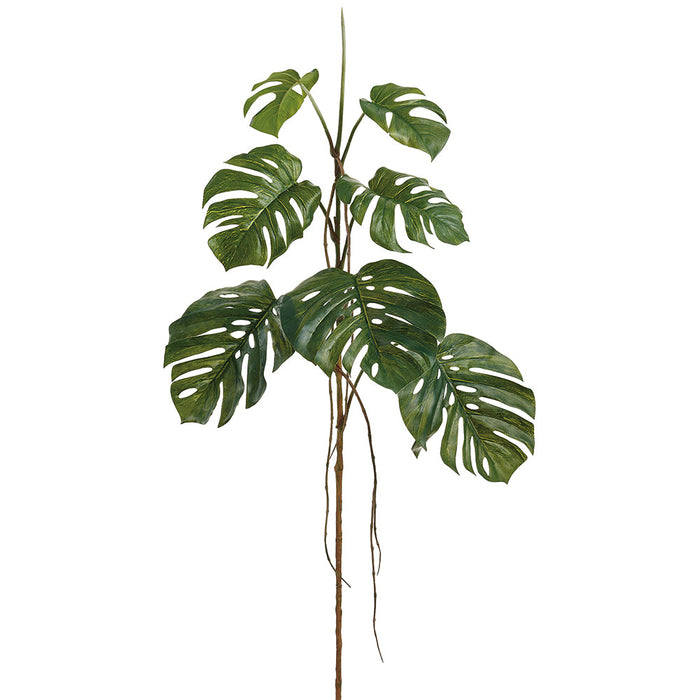56" Monstera Split Philodendron Leaf Silk Branch Stem -Green (Pack of 2) - PSM607-GR