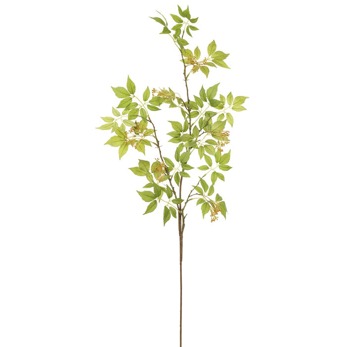 44" Silk Nandina Leaf Stem -Green (Pack of 12) - PSN144-GR/BU