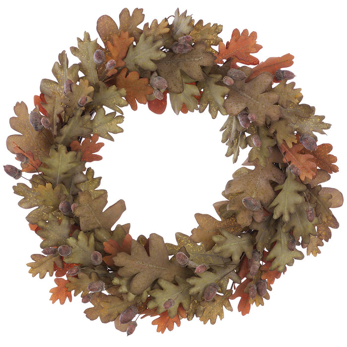 26" Oak Leaf w/Acorn Artificial Wreath -Brown/Green (Pack of 2) - PSO007-BR/GR