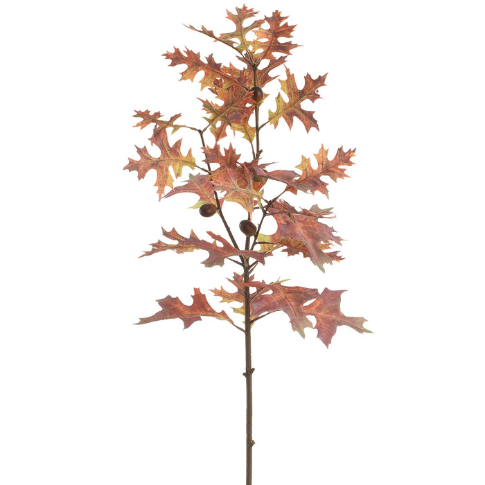 35" Artificial Oak Leaf w/Acorn Stem -Brown/Green (Pack of 12) - PSO010-BR/GR