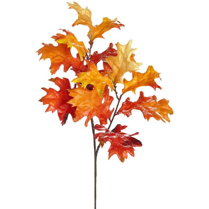 18" Silk Oak Leaf Stem -Orange (pack of 12) - PSO180-OR