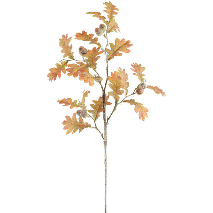 44" Oak Leaf Silk Branch Stem With Acorns -Orange/Green (Pack of 12) - PSO640-OR/GR