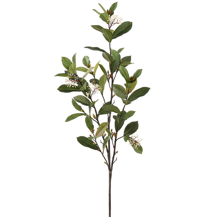 44" Photinia Leaf With Blossom Silk Stem -Green (Pack of 8) - PSP009-GR