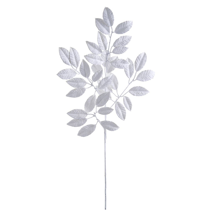 40" Artificial Wild Pomegranate Leaf Stem -White (pack of 12) - PSP172-WH