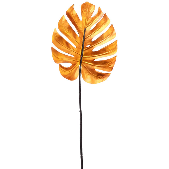 29" Artificial Split Philodendron Monstera Leaf Stem -Orange (pack of 12) - PSP364-OR