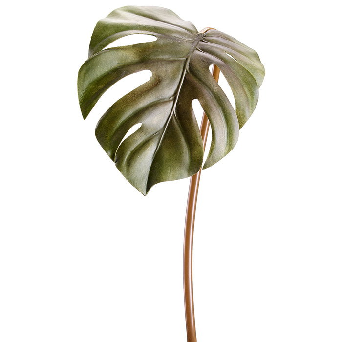 27.5" Silk Split Philodendron Monstera Leaf Stem -Green (pack of 12) - PSP712-GR