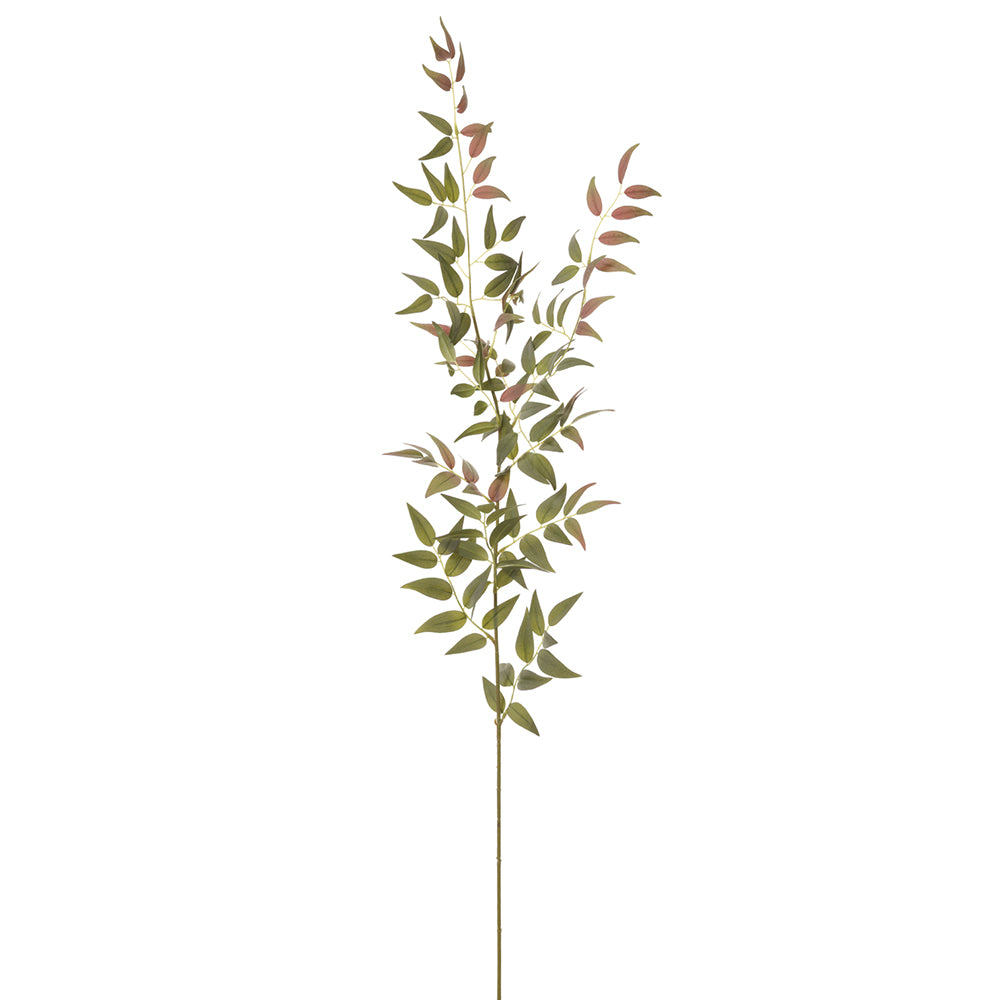 49 Silk Italian Ruscus Leaf Stem -Green/Mauve